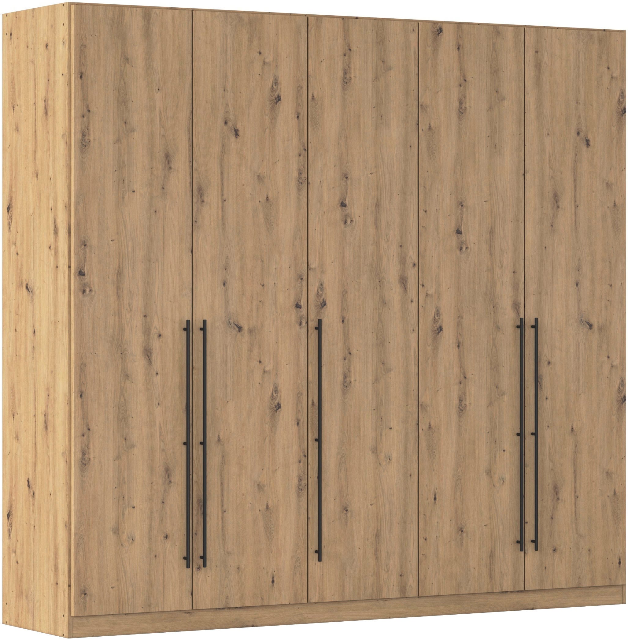 Kleiderschrank RAUCH "Drehtürenschrank Schrank Garderobe Wäscheschrank Schlafzimmer AVOLA", braun (eiche artisan), B:226cm H:210cm T:54cm, Holzwerkstoff, Schränke, Kleiderschrank, mit hochwertigen Stangengriffen in Schwarz aus Metall MADE IN... Image