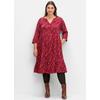 A-Linien-Kleid SHEEGO "A-Linien-Kleid", Damen, Gr. 50, Normalgrößen, rot (dunkelrot, gemustert), 97% Viskose, 3% Elasthan, 3/4-Ärmel, Kleider