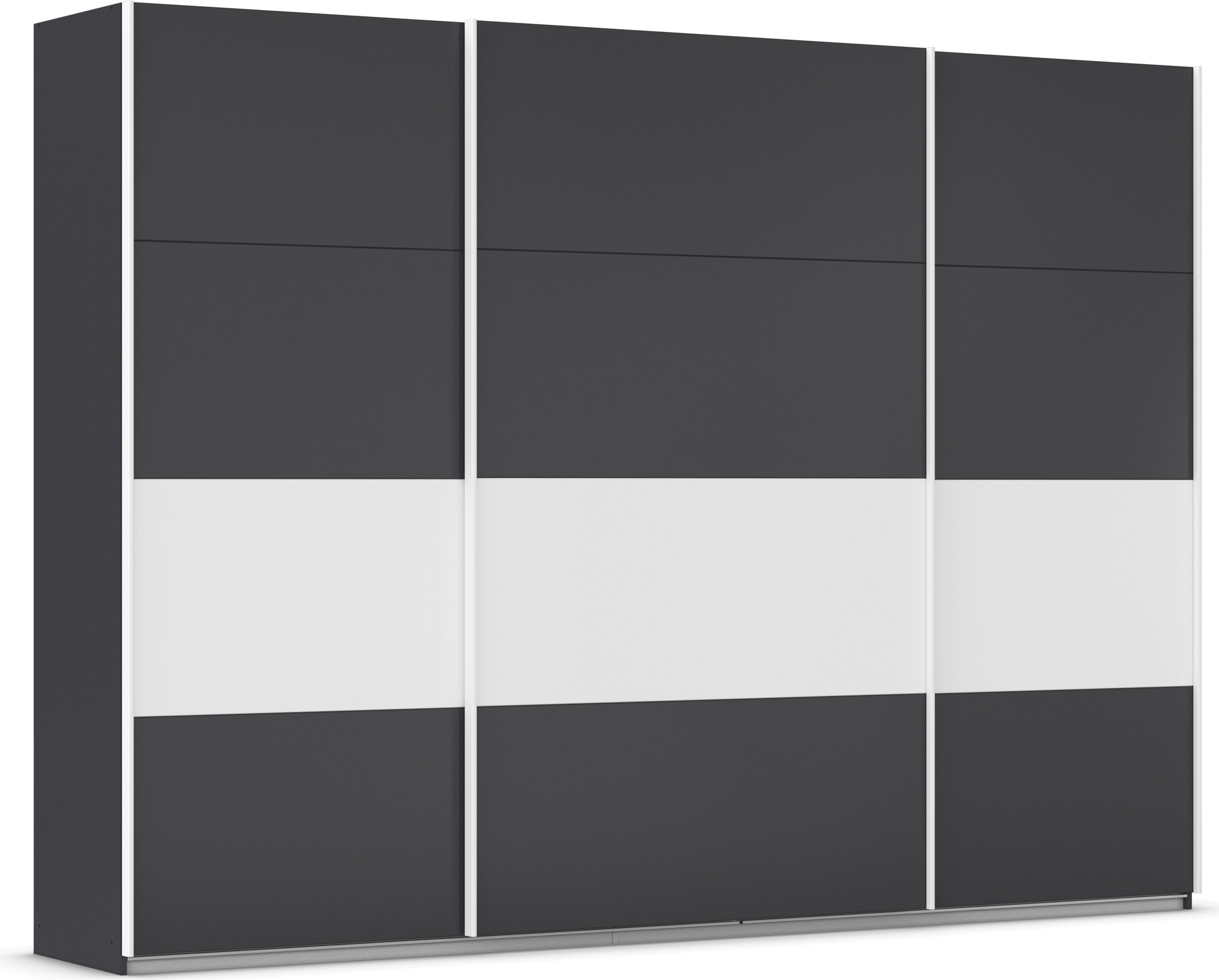 Schwebetürenschrank RAUCH "Schwebetürenschrank Kleiderschrank Schrank Garderobe CORTONA", grau (graumetallic, alpinweiß), B:315cm H:229cm T:62cm, Holzwerkstoff, Schränke, inkl. Inneneinteilung, 2 Stoffboxen und zusätzlichen Einlegeböden