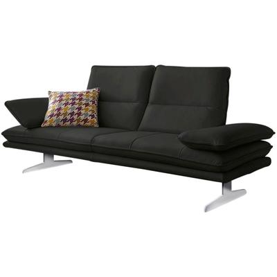 2,5-Sitzer W.SCHILLIG "broadway Designsofa mit hohem Sitzkomfort", grau (graphit z59), B:236cm H:94cm T:96cm, Longlife Xtra-Leder Z59: Glattleder mit modischer Prägung. Hautstärke 0, 9 - 1, 1 mm, Sofas, Sitztiefenverstellung, Kopfteil- &... Image