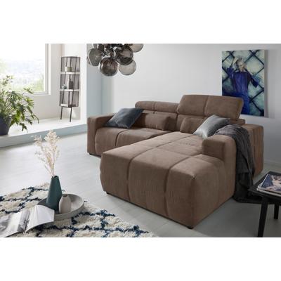 Ecksofa DOMO COLLECTION "Brandon, inkl. Kopfteilverstellung, B/T/H: 214/100/80 cm, L-Form", braun (coffee), B:214cm H:80cm T:175cm, 95% Polyester 5% Polyacryl, Sofas, Cord, grau Image