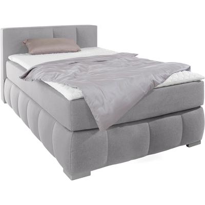 Boxspringbett "Chelles", grau, B:147cm L:245cm, Samtoptik (100% Polyester), Bezug der Spiegelfläche Matratzendrell aus 100% Polyester, Struktur fein 100% Polyester), GUIDO MARIA KRETSCHMER HOME & LIVING, Komplettbetten, Boxspringbett, inkl. Topper,,... Image