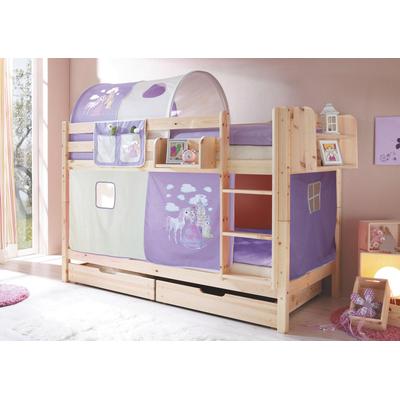 Etagenbett TICAA "Marcel", beige (lila, prinzessin), B:99cm H:140cm L:208cm, Etagenbetten, mit 2 Rollroste und in verschiedenen Ausführungen, Kiefer Image