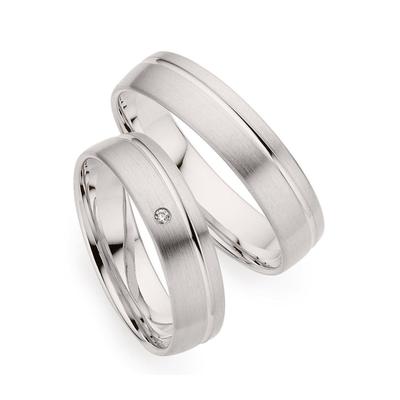 Trauring PHÖNIX "Schmuck Geschenk Gold 333 Trauring Ehering LIEBE versch. Varianten" Gr. 65, weiß (weißgoldfarben), Fingerringe, 65, ohne Brillant, Weißgold 333, 5,0mm, Made in Germany, wahlweise mit oder ohne Brillant Image