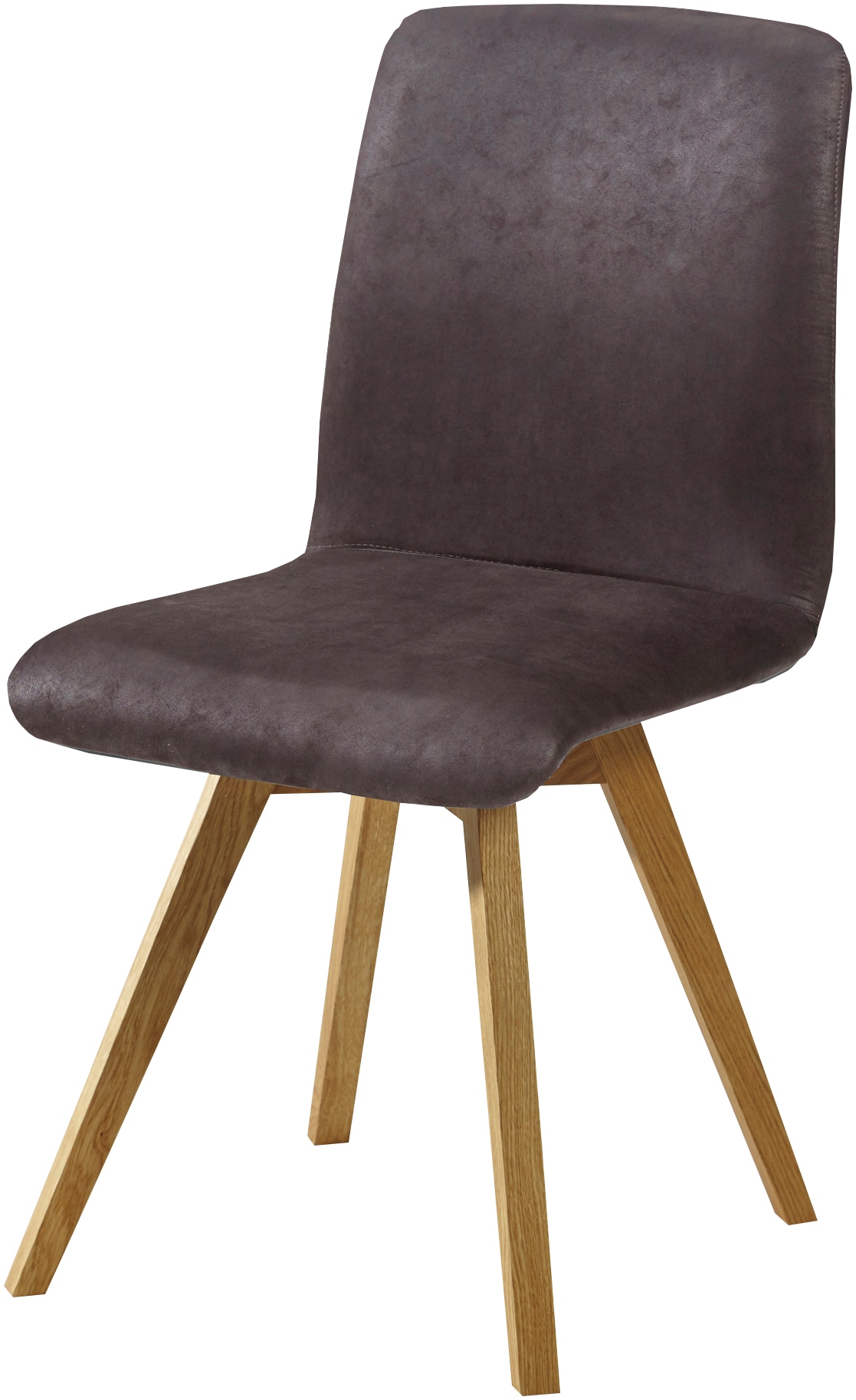 4-Fußstuhl MASSIVLINE & MORE "Karla, Stuhl, Esszimmerstuhl, Küchenstuhl", grau (anthrazit, braun), B:48cm H:92cm T:56cm, Polyester, Stühle, Massivholz: Wildeiche geölt