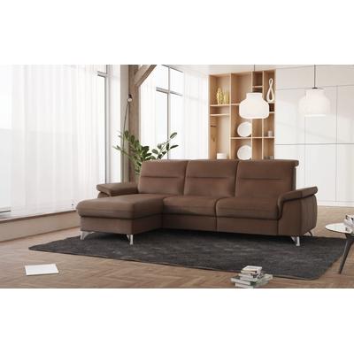 Ecksofa SIT & MORE "Astoria L-Form", braun (haselnuss), B:260cm H:91cm T:175cm, 100% Polyester, Sofas, wahlweise mit motorischer Relaxfunktion Image