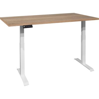 Schreibtisch MÄUSBACHER "Big System Office", weiß (weiß matt, eiche sägerau, weiß matt, eiche sägerau), B:140cm, Tische, Breite 140 cm, elektrisch höhenverstellbar Image