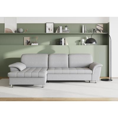 Ecksofa DOMO COLLECTION "Franzi Steppung im Sitzbereich B7T/H: 278/162/80 cm, L-Form", silber, B:278cm H:80cm T:171cm, Flachgewebe (100% Polyester), Chenille (100% Polyester), Sofas, ohne Funktion, Flachgewebe, grau Image