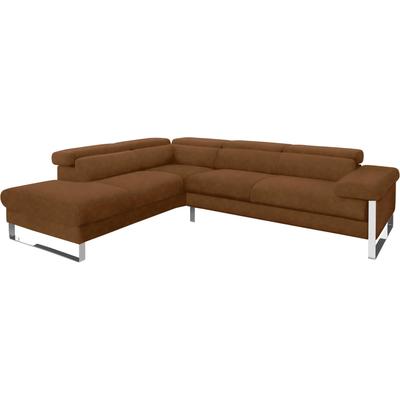 Ecksofa W.SCHILLIG "finn, toller Sitzkomfort, L-Form, hochwertige Verarbeitungsdetails", braun (chocolate s37), B:281cm H:71cm T:230cm, Flachgewebe S22 (100% Polyester), Stoff S37 (100% Polyester), Longlife Xtra-Leder Z59: Glattleder mit modischer... Image