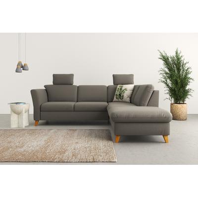 Ecksofa HOME AFFAIRE "Trelleborg L-Form", braun (schlamm), B:252cm H:86cm T:213cm, 100% Polyester, Sofas, Federkern-Polsterung, wahlweise mit Bettfunktion und Stauraum Image