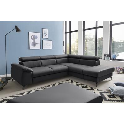 Ecksofa COTTA "Komaris L-Form", schwarz, B:249cm H:72cm T:207cm, Microfaser (100% Polyester), Flachgewebe (100% Polyester), Sofas, mit Kopfteilverstellung, wahlweise mit Bettfunktion & Bettkasten Image