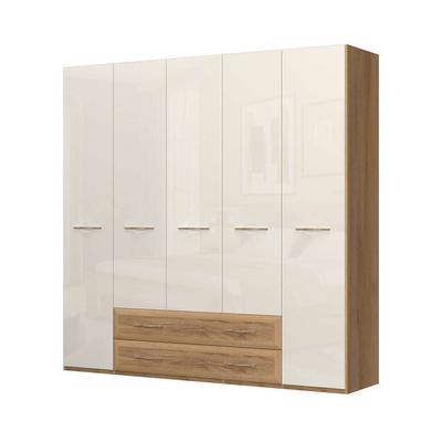 Kleiderschrank HOME AFFAIRE "Gala, beige hochglänzend UV lackiert, kratzfest, FSC-zertifiziert", beige (beige, pacific walnut), B:227cm H:224cm T:56cm, Spanplatte, MDF, Schränke, hoher Schrank (224cm), wahlweise in 4 Breiten, Made in Europe Image