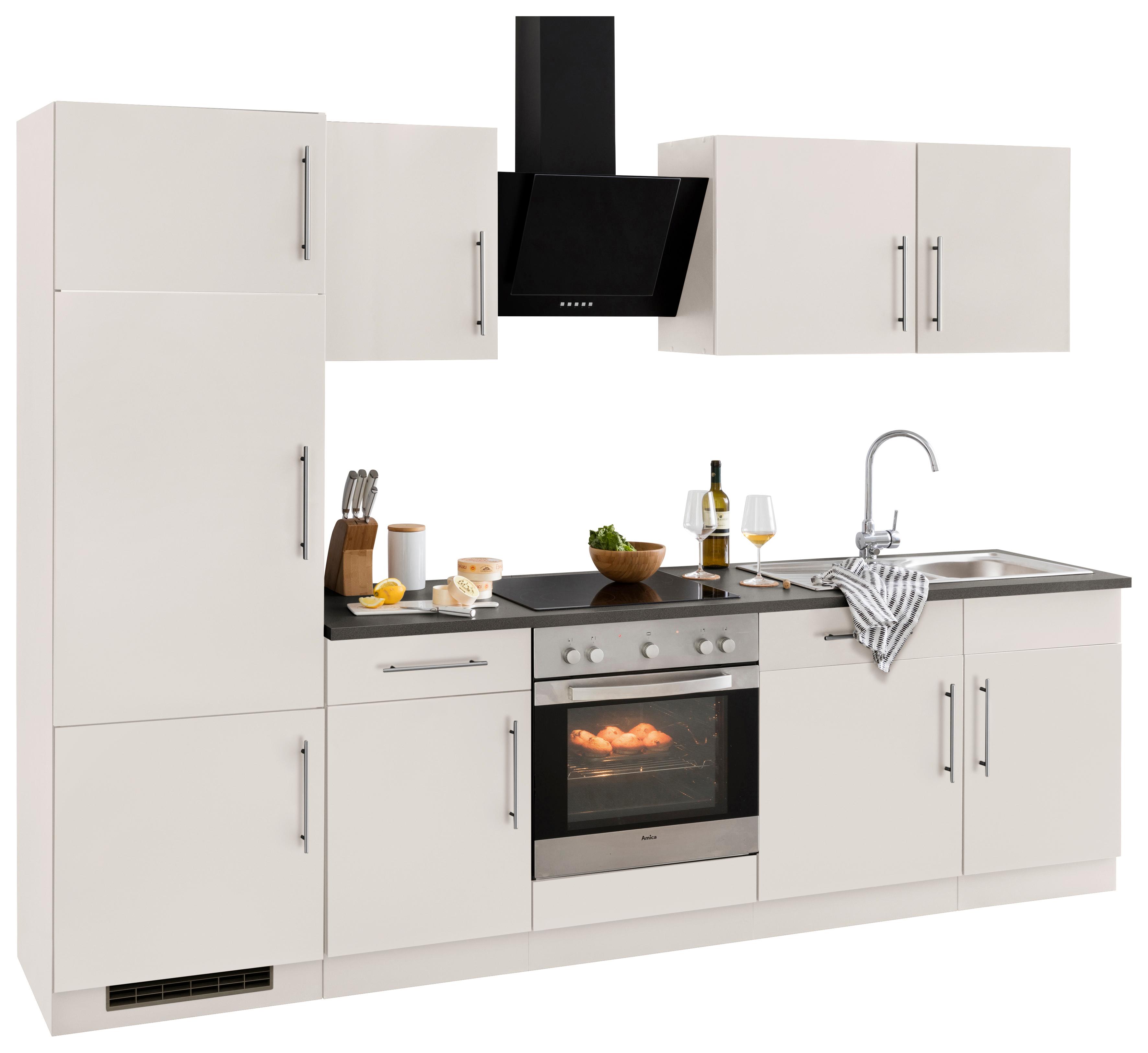 Küchenzeile WIHO KÜCHEN "Cali", beige (küche: natur, korpus: cashmerefarben, arbeitsplatte: granit grau), B:280cm T:60cm, Komplettküchen-Sets, ohne E-Geräte, Breite 280 cm Image
