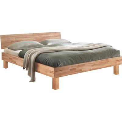 Holzbett HASENA "Forti", beige (kernbuche natur, geölt, kernbuche natur, geölt), B:146cm H:36cm L:214cm, Kernbuche massiv, Betten, Bettgestell, Fußhöhe 20 cm Image