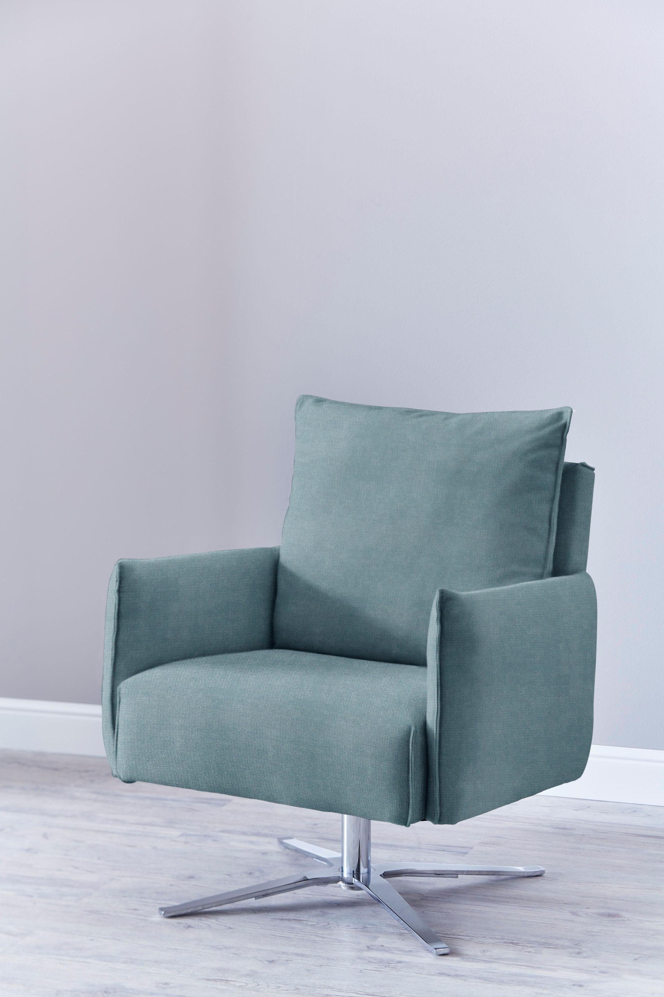 Sessel "Lineo Drehsessel mit schmalen Armlehnen, bequem und elegant", blau (aqua matrix), B:84cm H:92cm T:95cm, SCHÖNER WOHNEN-KOLLEKTION, Sessel, Sessel, Clubsessel, 360 drehbar