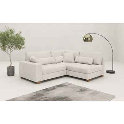 Ecksofa MR. COUCH "Helena L-Form", beige (ecru), B:227cm H:68cm T:190cm, Novaclean Avanti (100% Polyester), Sofas, Mit Federkern, wahlweise mit Bettfunktion und Taschenfederkern Image