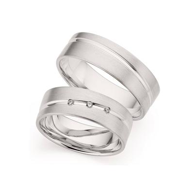 Trauring PHÖNIX "Schmuck Geschenk Gold 333 Trauring Ehering LIEBE versch. Varianten" Gr. 71, weiß (weißgoldfarben), Fingerringe, 71, ohne Brillant, Weißgold 333, 6,5mm, Made in Germany, wahlweise mit oder ohne Brillanten Image