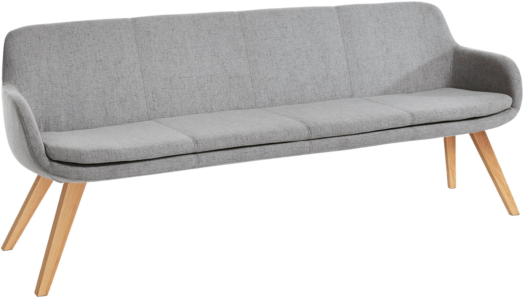 Essbank MUSTERRING "Tavia", silber (silber, eiche bianco), B:200cm H:87cm T:66cm, 100% PES, Sitzbänke, Essbank, Stativgestell aus Eiche bianco massiv, Breite 180, 200 oder 220 cm Image