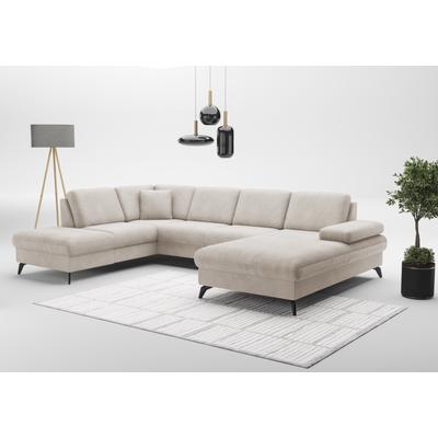 Wohnlandschaft SIT & MORE "Morris Jubi U-Form", beige (creme), B:300cm H:83cm T:202cm, 100% Polyester, Sofas, inkl. Armteilfunktion und 1 Zierkissen, wahlweise mit Bettfunktion, Topseller Image