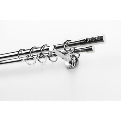 Gardinenstange GARESA "EASY", grau (chromfarben), B:64cm L:270cm Ø:20mm, Aluminium, Gardinenstangen, Vorhanggarnitur, verlängerbar, Endk. mit 3 Löcher, Alu, m. Ringe Image