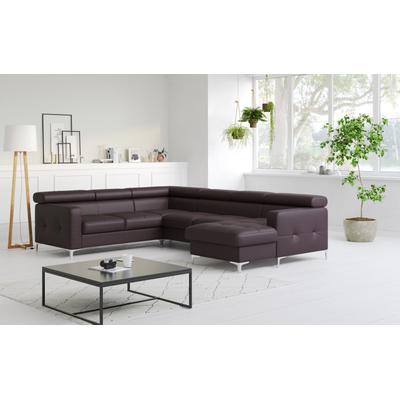 Wohnlandschaft COTTA "Sammy U-Form", braun, B:304cm H:74cm T:240cm, NaturLEDER, die Rückseite ist mit schwarzem und die Liegefläche der Bettfunktion ist mit beigem Spannstoff bezogen, Microfaser PRIMABELLE (100% Polyester), Luxus-Kunstleder,... Image