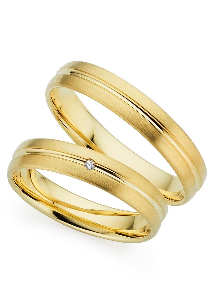 Trauring PHÖNIX "Schmuck Geschenk Gold 333 Trauring Ehering LIEBE versch. Varianten" Gr. 52, gold (gelbgoldfarben), Fingerringe, 52, ohne Brillant, Gelbgold 333, 4mm, Made in Germany, wahlweise mit oder ohne Brillant Image