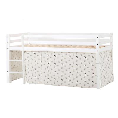 Hochbett HOPPEKIDS "ECO Dream, Kinderbett, Spielbett, Halbhohes Bett aus Massivholz", beige (weiß, natur), B:101cm H:105cm L:208cm, Kinderbett: 100% Massivholz: Nordische Kiefer, Vorhang: 100% Baumwolle, Hochbetten, Kinderbett Hochbett, inkl.... Image