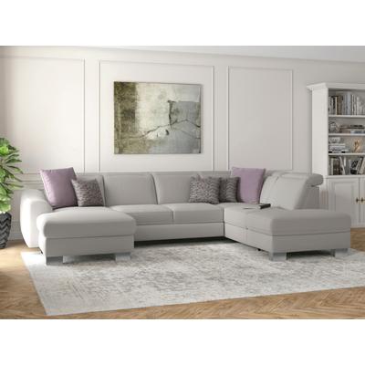 Wohnlandschaft SIT & MORE "Dundee U-Form", silber, B:338cm H:86cm T:219cm, Sofas, mit Federkern und Edelstahlfüßen, wahlweise mit Kopfteilverstellung Image