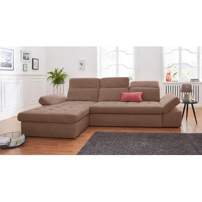 Ecksofa SIT & MORE "Stardust L-Form", braun, B:302cm H:77cm T:189cm, Struktur (100% Polyester), Struktur fein (95% Polyester, 5% Polyamid), Sofas, wahlweise mit Bettfunktion und Bettkasten Image