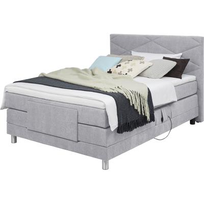 Boxspringbett ALINA "Tabea", grau (silbergrau tbs 69), B:128cm L:210cm, Chenille TBS (100% Polyester), Komplettbetten, Boxspringbett, inklusive Matratze und Topper, in verschiedenen Größen und Härtegraden Image