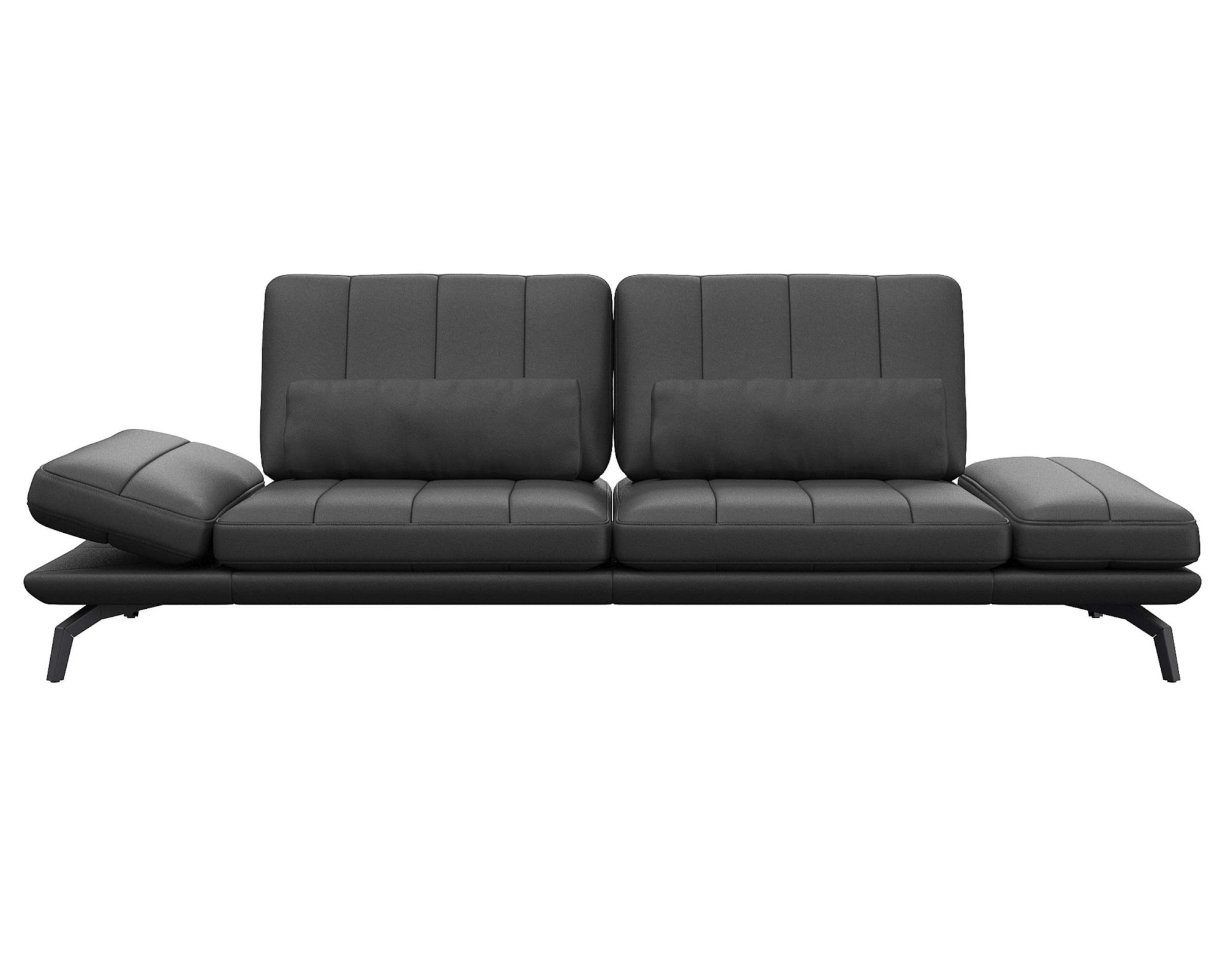 3-Sitzer FLEXLUX "Tropea Funktionssofa, Designsofa, Relaxfunktion, TV-Couch", schwarz (deep schwarz), B:252cm H:90cm T:145cm, Sofas, mit Armteilverstellung sowie Sitztiefenverstellung, Breite 252 cm