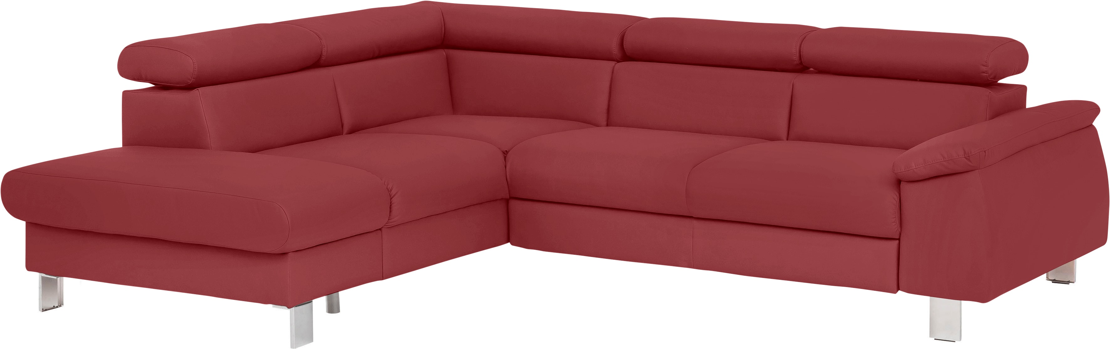 Ecksofa COTTA "Komaris L-Form, B: 249 cm", rot, B:249cm H:72cm, Microfaser PRIMABELLE (100% Polyester);Kunstleder SOFTLUX;Feinstruktur (100% Polyester);Kunstleder SOFTLUX/Struktur (100% Polyester);NaturLEDER, Sofas, mit Kopfteilverstellung, optional... Image