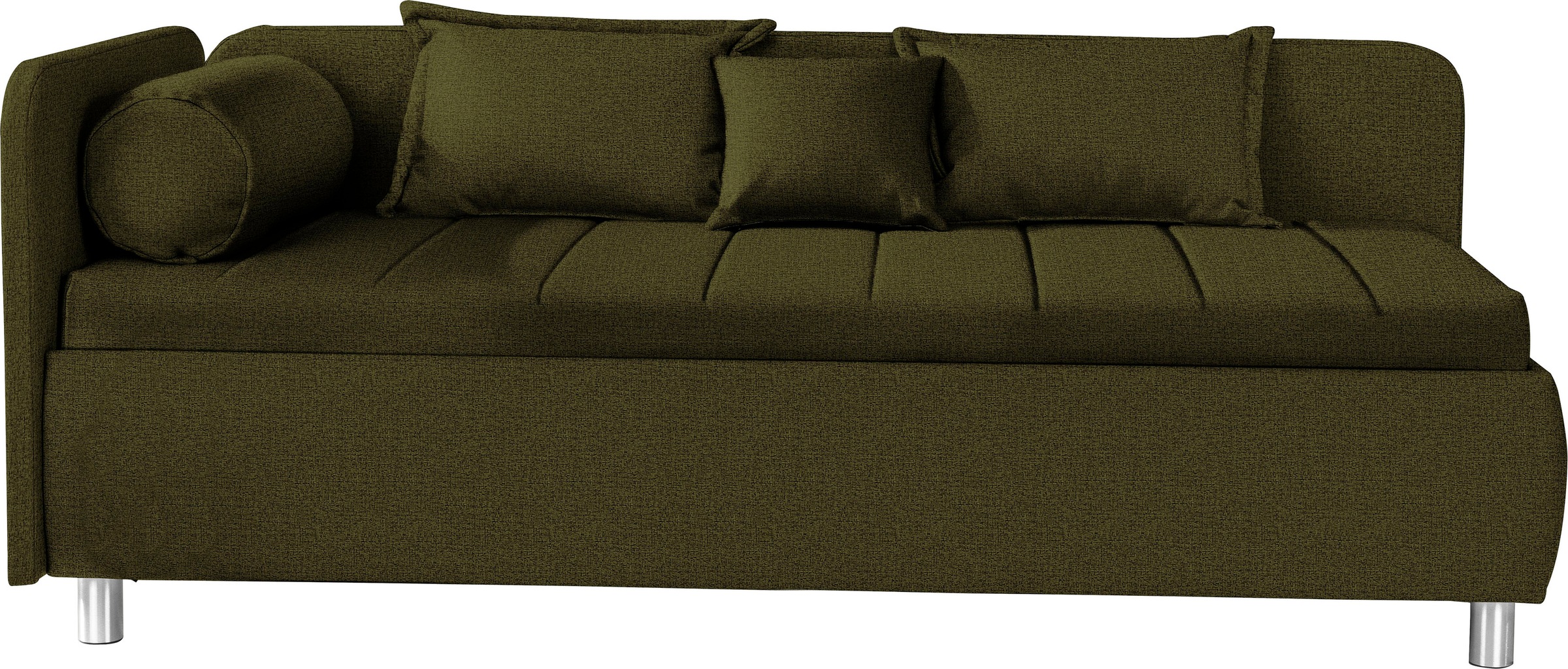 Schlafsofa ALINA "Kiana", grün (olivgrau tmd 3), B:207cm H:80cm T:112,5cm, Struktur TMD (100% Polyester), Sofas, Schlafsofa, mit Bettkasten und Zierkissen, Liegefläche 90/200 cm oder 100/200 cm