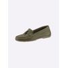 Mokassin HEINE, Damen, Gr. 42, grün (khaki), Leder, Rindsleder, Nubukleder, modisch, Schuhe