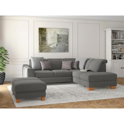 Ecksofa SIT & MORE "Dundee L-Form", grau, B:263cm H:86cm T:219cm, Sofas, mit Federkern und Massivholzfüßen, wahlweise mit Kopfteilverstellung Image