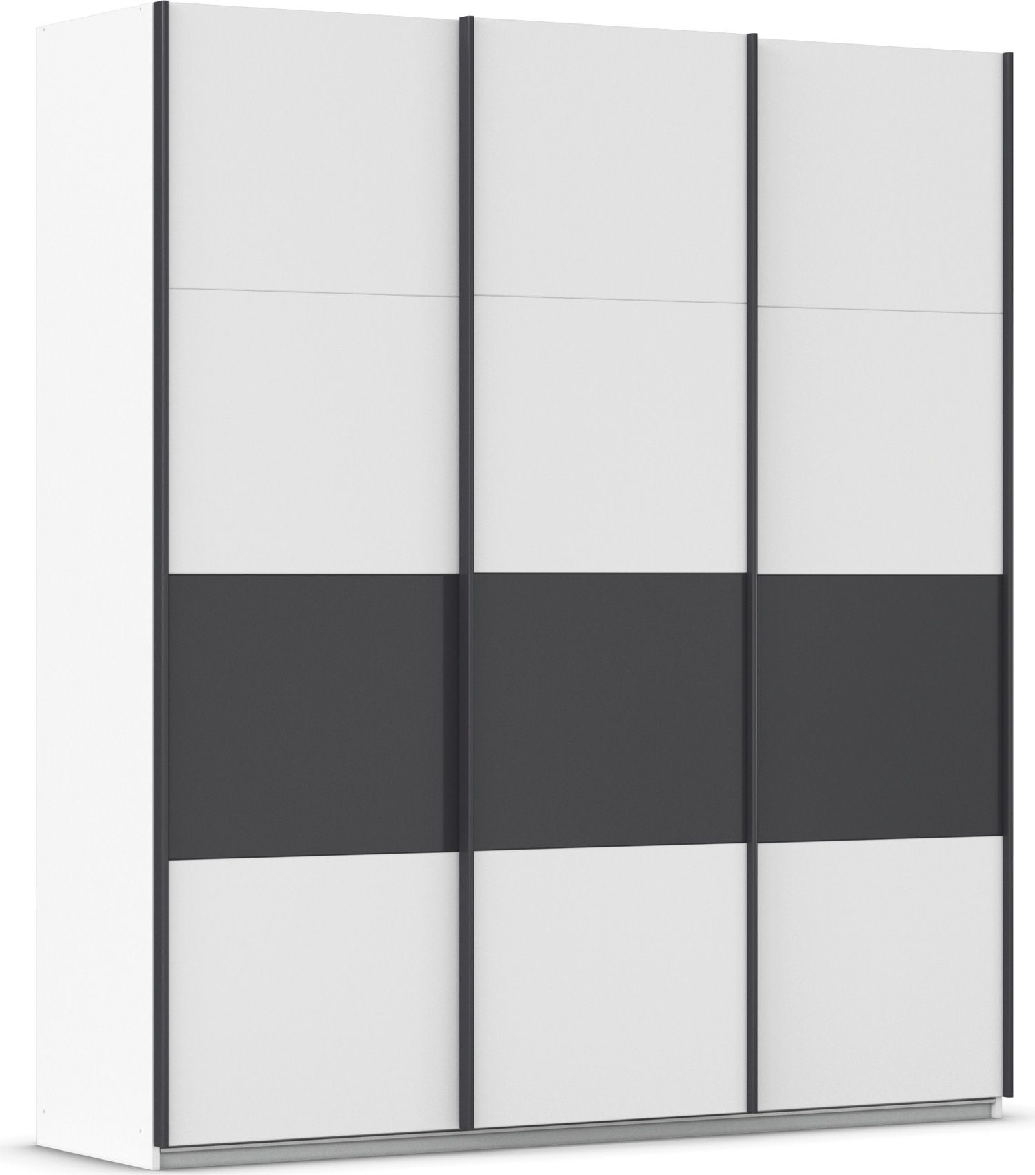 Schwebetürenschrank RAUCH "Schwebetürenschrank Kleiderschrank Schrank Garderobe CORTONA", weiß (alpinweiß, graumetallic), B:203cm H:229cm T:62cm, Holzwerkstoff, Schränke, inkl. Inneneinteilung, 2 Stoffboxen und zusätzlichen Einlegeböden