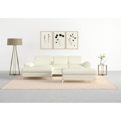 Ecksofa SIT & MORE "Cabrio L-Form, B: 295 cm, mit Sitztiefen-, Arm- & Kopfteilverstellung", weiß (altweiß), B:295cm H:87cm T:180cm, Sofas, 2 Nierenkissen, Federkern, optional Bettfunktion und Stauraum Image