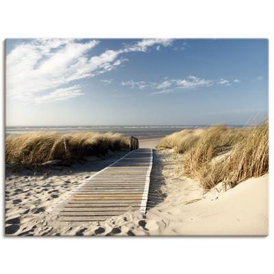Wandbild ARTLAND "Nordseestrand auf Langeoog - Steg", beige (farbe bild(er): naturfarben), B:80cm H:60cm, Bilder, als Alubild, Outdoorbild, Leinwandbild, Wandaufkleber, versch. Größen Image