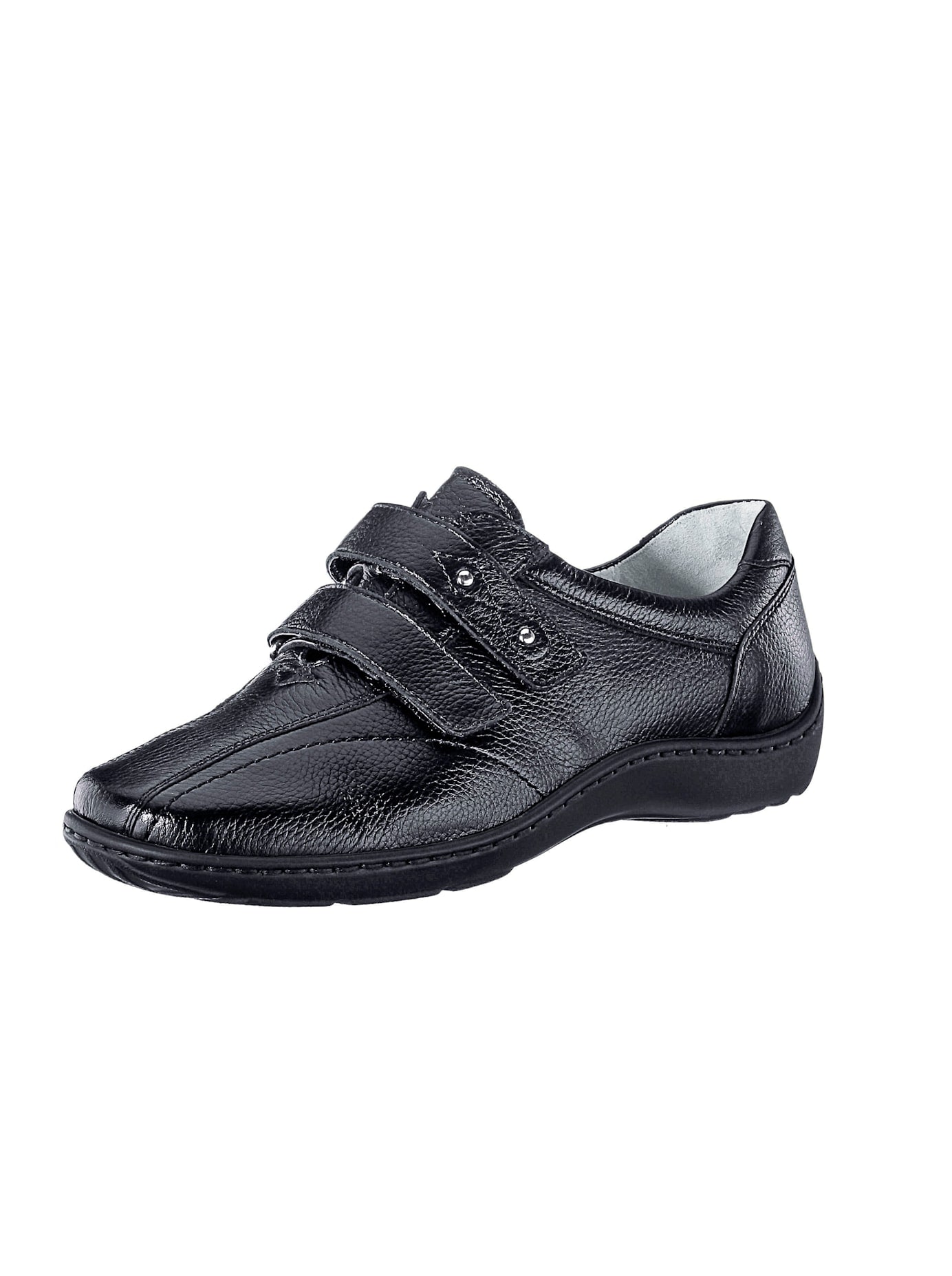 Klettschuh WALDLÄUFER, Damen, Gr. 7.5, schwarz, Glattleder, Basic, Schuhe Klettschuh