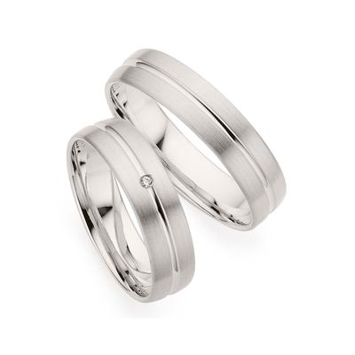 Trauring PHÖNIX "Schmuck Geschenk Silber 925 Trauring Ehering LIEBE versch. Varianten" Gr. 53, silber (silberfarben), Fingerringe, Damen, 53, 0,01 ct SI = kleine Einschlüsse mit Brillant, Silber 925 (Sterlingsilber), 5mm, Made in Germany - wahlweise... Image