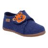 Hausschuh RICHTER "Filzi WMS: Mittel", Kinder, Gr. 23, blau, Filz, animal-print, bestickt, casual, Schuhe, Hüttenschuh, Klettschuh mit WMS, Größenschablone zum Download