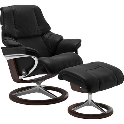 Relaxsessel STRESSLESS "Reno", schwarz (schwarz batick), B:83cm H:100cm T:76cm, Leder BATICK: BATICK ist ein leicht korrigiertes, durchgefärbtes und genarbtes Möbelleder, bei dem die meisten Unebenheiten und Spuren in der Regel entfernt wurden.,... Image