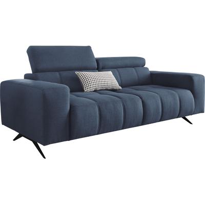 2-Sitzer DOMO COLLECTION "Trento, mit Kufenfuß oder Einzelfuß", blau (dunkelblau), B:208cm H:79cm T:104cm, 100% Polyester, Sofas, wahlweise mit Kopfteilverstellung und in zwei Größen erhältlich Image