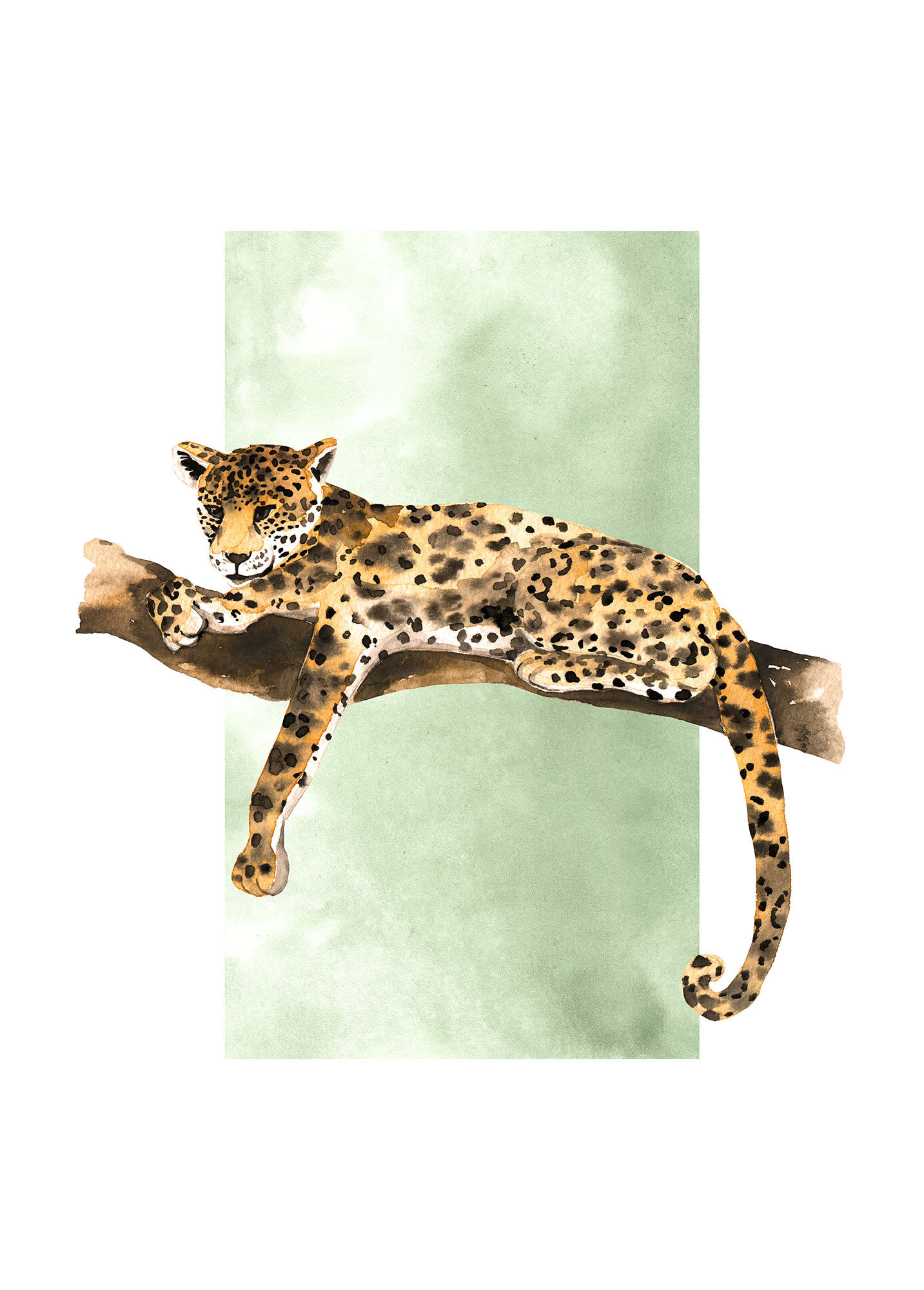 Bild KOMAR "Lazy Leopard", bunt (farbe bild(er): bunt), B:50cm H:70cm, Holz, Papier, Bilder, Wandbild zur Dekoration - ohne Rahmen Image