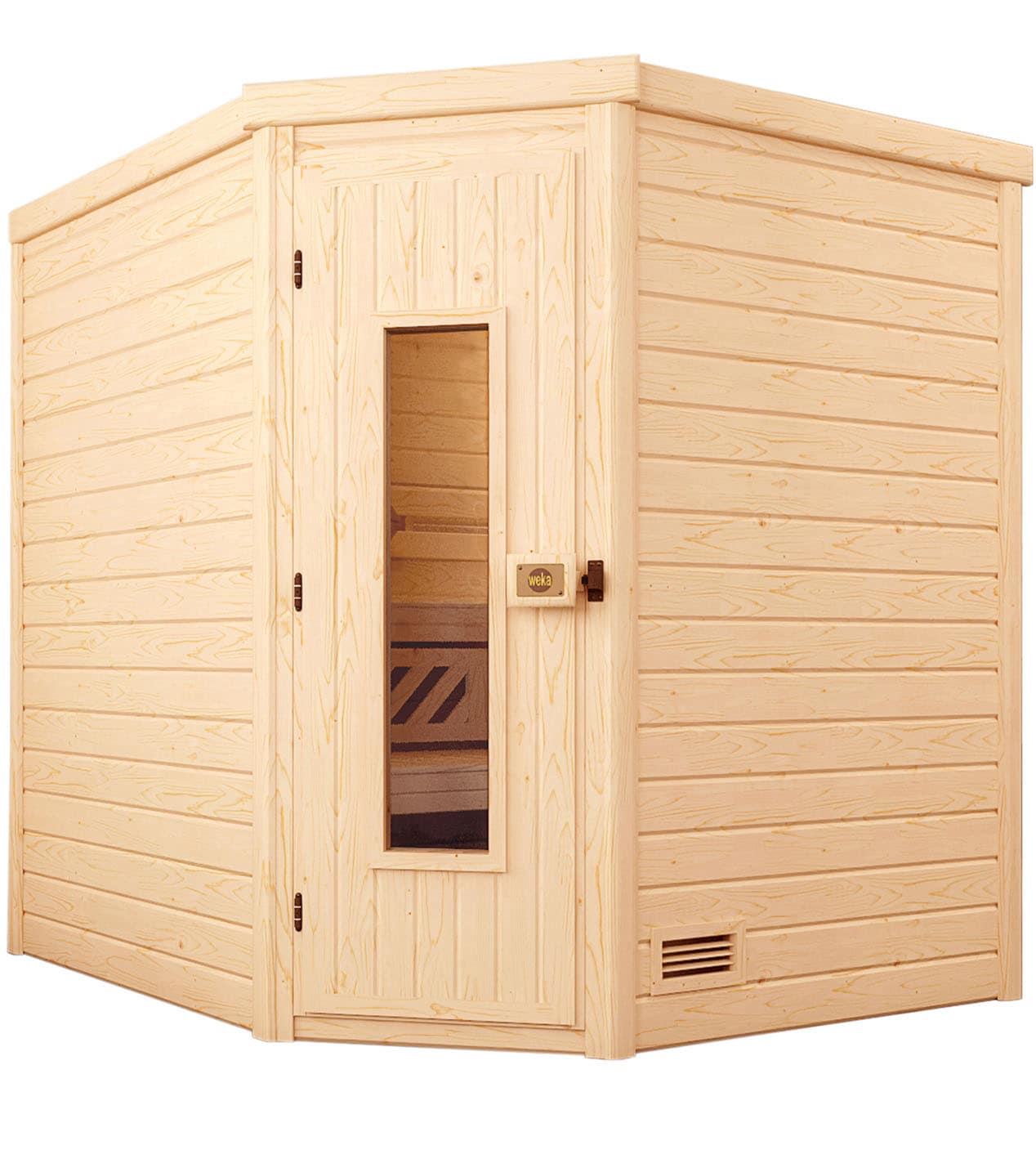 Sauna WEKA "Massivholzsauna TURKU 2", beige (natur), Bio-Ofen, externe Steuerung, 9 kW, Saunen, Blockbohlen, isoliert Holztür Image