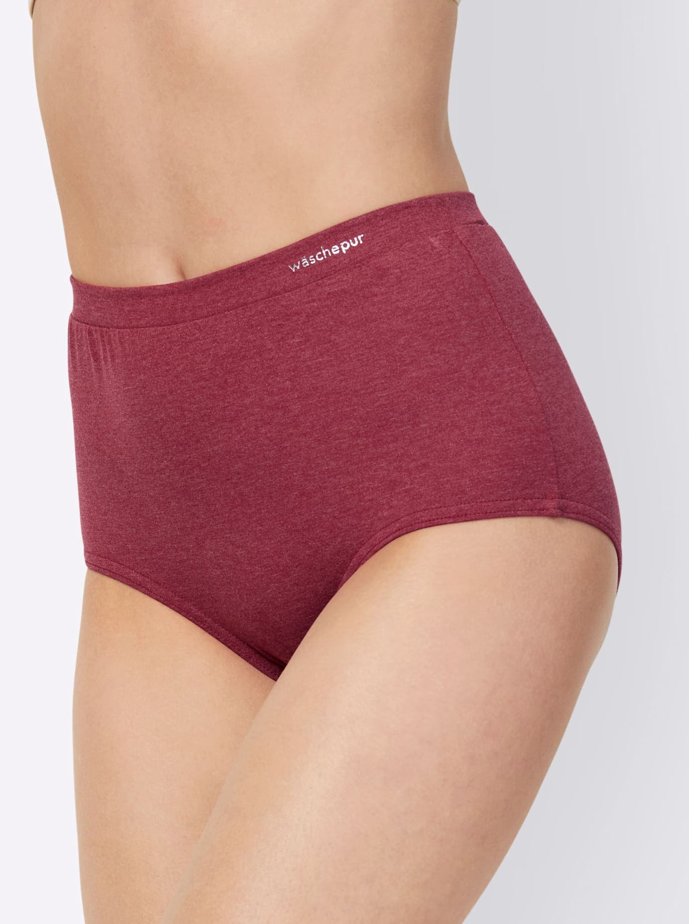 Taillenslip WÄSCHEPUR, Damen, Gr. 42, 4 Stk., blau (2x marine, 2x dunkelrot), 95% Baumwolle, 5% Elasthan, 5% Elasthan, 38% Polyester, 57% Baumwolle, Meliert:5% Elasthan, 11% Polyester, 84% Baumwolle, Uni:5% Elasthan, 95% Baumwolle, Unterhosen...
