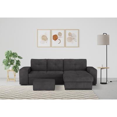 Ecksofa COTTA "Mattina L-Form", schwarz, B:268cm H:73cm T:156cm, 96% Polyester, 4% Polyamid, Sofas, mit Hocker, wahlweise mit Bettfunktion & Bettkasten Image