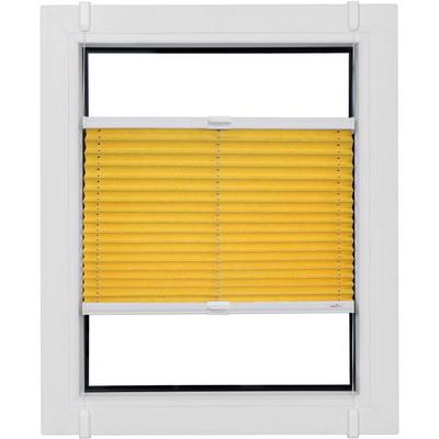 Plissee SUNLINES "Young Style Energy Saving", gelb (mais, weiß, weiß), B:65cm H:65cm, Obermaterial: 100% Polyester, Plissees, nach Maß, mit Energiespareffekt, verspannt mit Simply-Fix Klemmträger Image