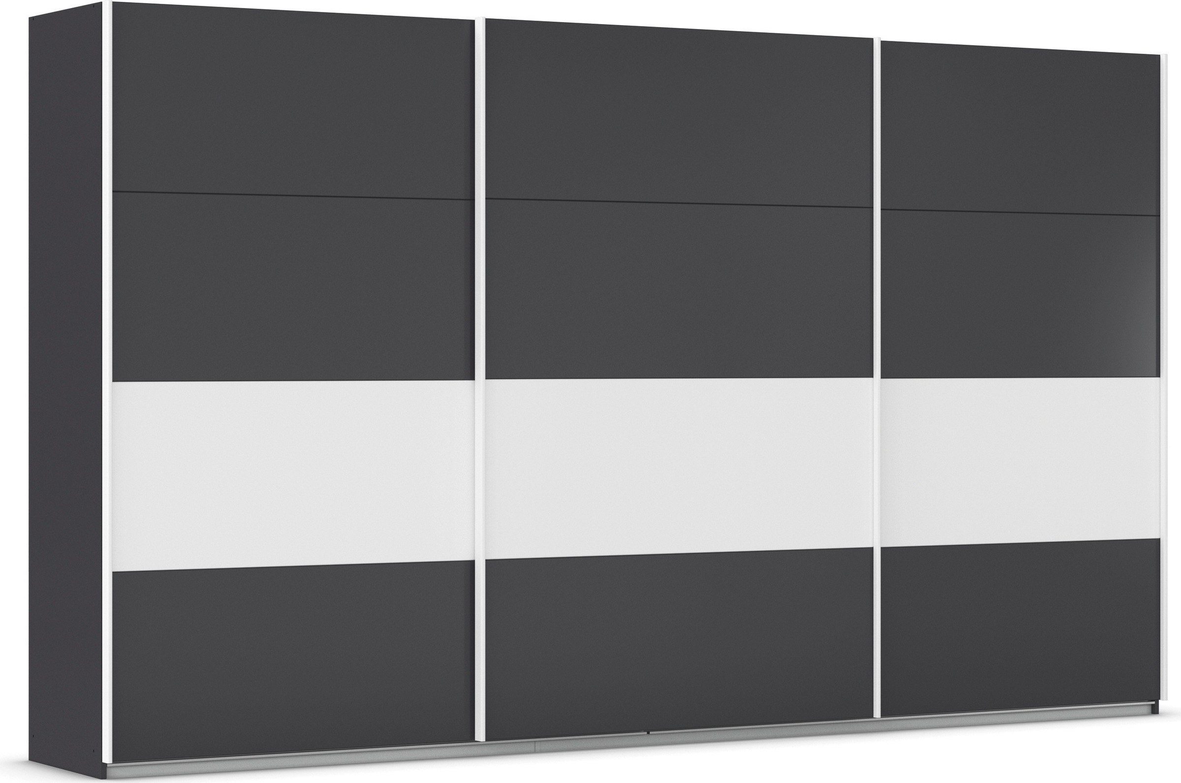 Schwebetürenschrank RAUCH "Schwebetürenschrank Kleiderschrank Schrank Garderobe CORTONA", grau (graumetallic, alpinweiß), B:360cm H:210cm T:62cm, Holzwerkstoff, Schränke, inkl. Inneneinteilung, 2 Stoffboxen und zusätzlichen Einlegeböden