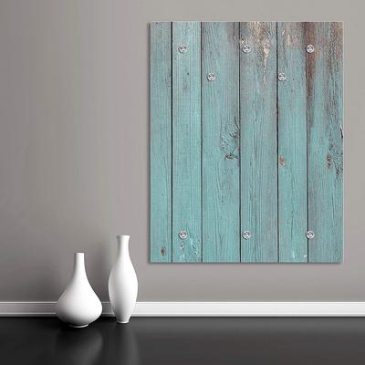 Garderobenleiste QUEENCE "Barney", blau (türkis), B:100cm H:120cm T:3cm, Acrylglas, Garderobenhalter, Wand Garderobe, Vintage, Holz Optik, platzsparend Image